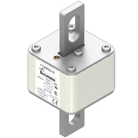 Bussmann. Предохранитель, высокая скорость, 1000 A, AC 690 V, size 2, 61 x 77 x 135 мм, aR, IEC, UL - 170M5616
