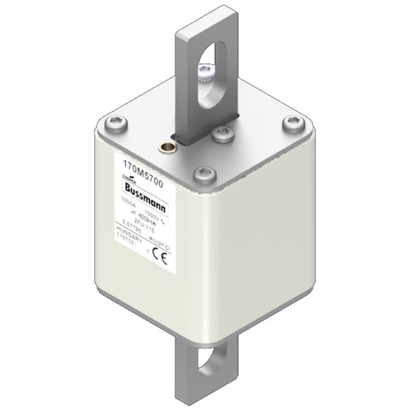 Bussmann. Предохранитель, высокая скорость, 1000 A, AC 1000 V, size 2, 61 x 77 x 160 мм, aR, IEC, UL - 170M5700