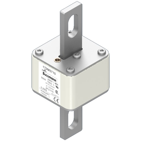 Bussmann. Предохранитель, высокая скорость, 500 A, AC 690 V, size 2, 61 x 77 x 135 мм, aR, IEC, UL - 170M5710