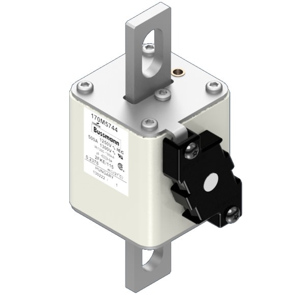 Bussmann. Предохранитель, высокая скорость, 500 A, AC 1250 V, size 2, 61 x 77 x 160 мм, aR, IEC, UL, одинарный индикатор - 170M5744