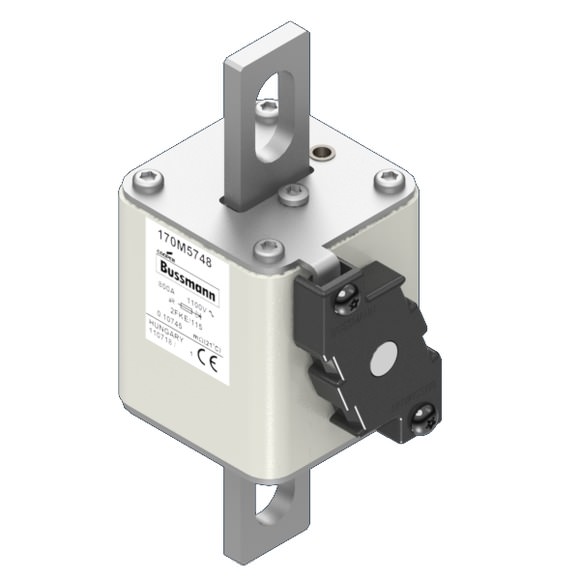 Bussmann. Предохранитель, высокая скорость, 800 A, AC 1100 V, size 2, 61 x 77 x 160 мм, aR, IEC, UL, одинарный индикатор - 170M5748