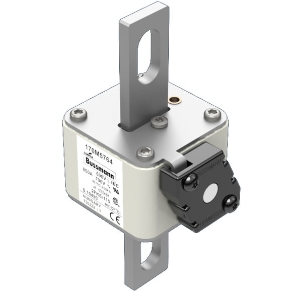 Bussmann. Предохранитель, высокая скорость, 800 A, AC 690 V, size 2, 61 x 77 x 135 мм, aR, IEC, UL, одинарный индикатор - 170M5764
