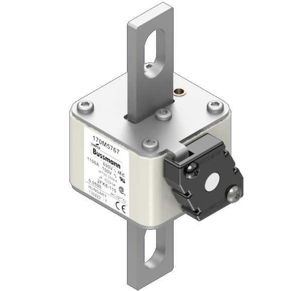 Bussmann. Предохранитель, высокая скорость, 1100 A, AC 600 V, size 2, 61 x 77 x 135 мм, aR, IEC, UL, одинарный индикатор - 170M5767