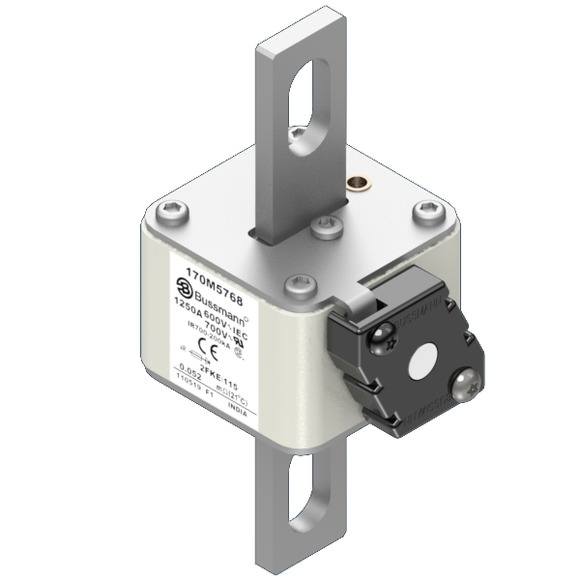 Bussmann. Предохранитель, высокая скорость, 1250 A, AC 600 V, size 2, 61 x 77 x 135 мм, aR, IEC, UL, одинарный индикатор - 170M5768
