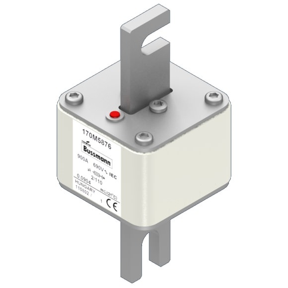 Bussmann. Предохранитель, высокая скорость, 900 A, AC 690 V, size 2, 61 x 75 x 140 мм, aR, DIN, IEC, одинарный индикатор - 170M5876