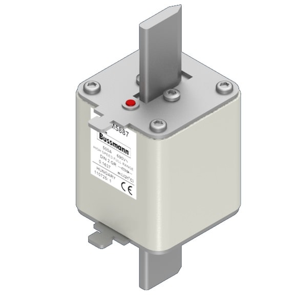 Bussmann. Предохранитель, высокая скорость, 500 A, AC 690 V, DIN 2, 60 x 74 x 150 мм, gR, DIN, IEC, одинарный индикатор - 170M5887