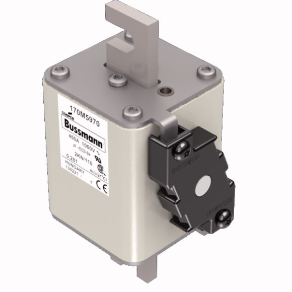 Bussmann. Предохранитель, высокая скорость, 450 A, AC 1000 V, DIN 2, 59 x 77 x 138 mm, aR, DIN, IEC, single indicator - 170M5970