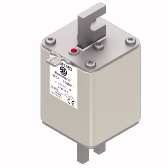 Bussmann. Предохранитель, высокая скорость, 350 A, AC 1000 V, DIN 2, 59 x 75 x 138 mm, aR, DIN, IEC, single indicator - 170M5983
