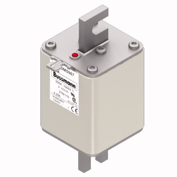 Bussmann. Предохранитель, высокая скорость, 550 A, AC 1000 V, DIN 2, 59 x 75 x 138 mm, aR, DIN, IEC, single indicator - 170M5987
