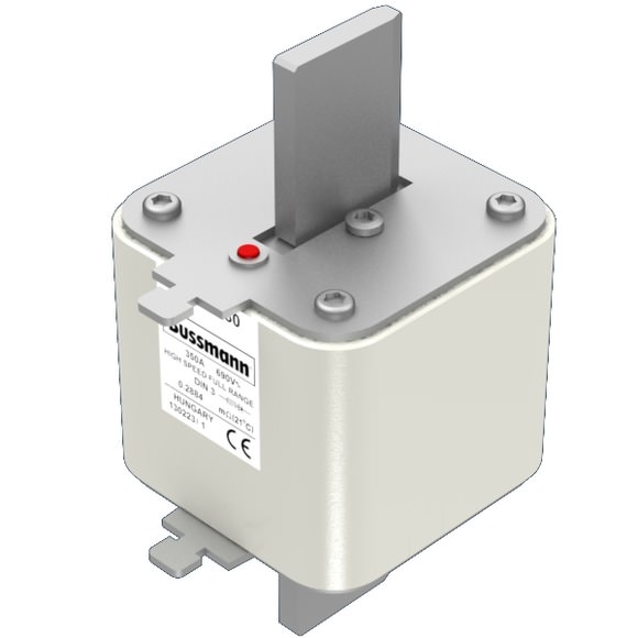 Bussmann. Предохранитель, высокая скорость, 350 A, AC 690 V, DIN 3, 75 x 89 x 150 мм, gR, DIN, IEC, одинарный индикатор - 170M6080