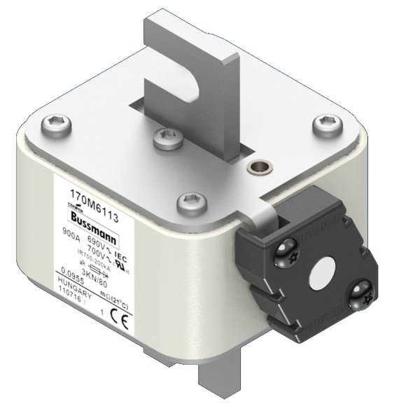 Bussmann. Предохранитель, высокая скорость, 900 A, AC 690 V, size 3, 74 x 92 x 111 мм, aR, IEC, одинарный индикатор - 170M6103