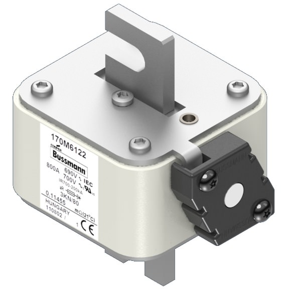 Bussmann. Предохранитель, высокая скорость, 800 A, AC 690 V, size 3, 74 x 92 x 111 мм, aR, IEC, одинарный индикатор - 170M6122