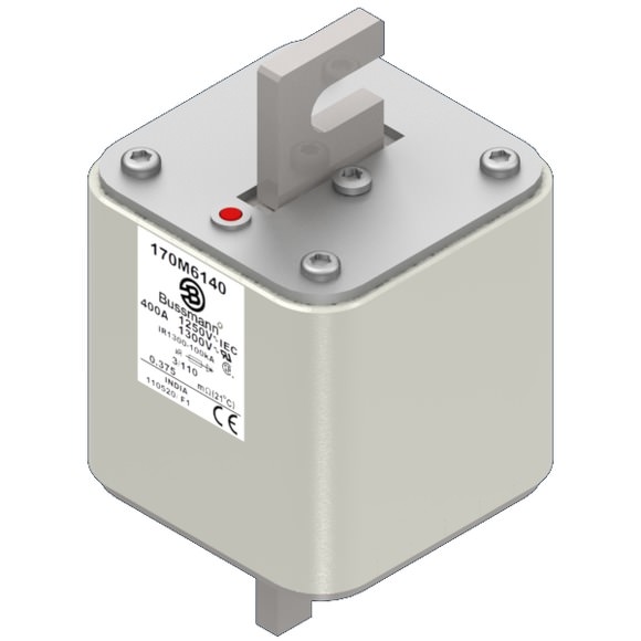 Bussmann. Предохранитель, высокая скорость, 400 A, AC 1250 V, size 3, 76 x 90 x 139 мм, aR, DIN, IEC, одинарный индикатор - 170M6140