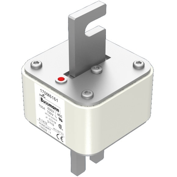 Bussmann. Предохранитель, высокая скорость, 700 A, AC 690 V, DIN 3, 76 x 90 x 139 мм, aR, DIN, IEC, одинарный индикатор - 170M6161