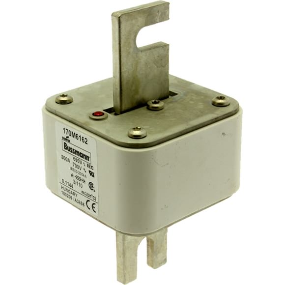 Bussmann. Предохранитель, высокая скорость, 800 A, AC 690 V, DIN 3, 76 x 90 x 139 мм, aR, DIN, IEC, одинарный индикатор - 170M6162