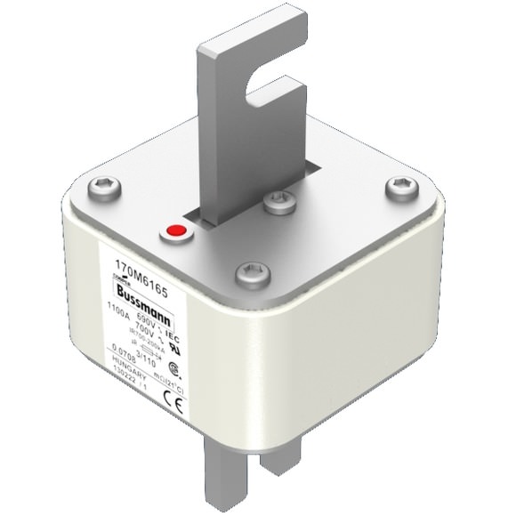 Bussmann. Предохранитель, высокая скорость, 1100 A, AC 690 V, DIN 3, 76 x 90 x 139 мм, aR, DIN, IEC, одинарный индикатор - 170M6165