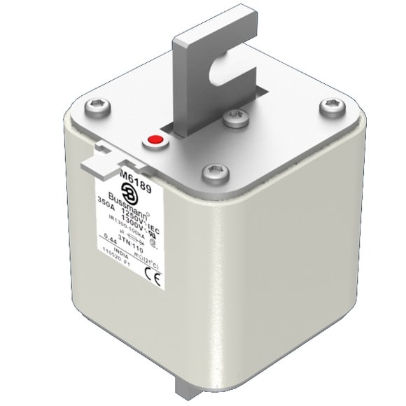 Bussmann. Предохранитель, высокая скорость, 350 A, AC 1250 V, size 3, 76 x 90 x 139 мм, aR, DIN, IEC, одинарный индикатор - 170M6189