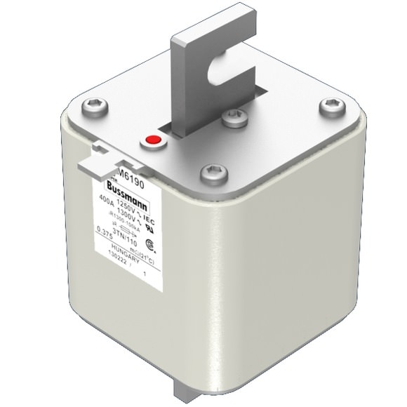 Bussmann. Предохранитель, высокая скорость, 400 A, AC 1250 V, size 3, 76 x 90 x 139 мм, aR, DIN, IEC, одинарный индикатор - 170M6190