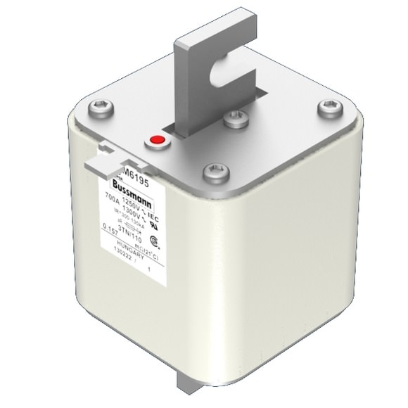 Bussmann. Предохранитель, высокая скорость, 700 A, AC 1250 V, size 3, 76 x 90 x 139 мм, aR, DIN, IEC, одинарный индикатор - 170M6195