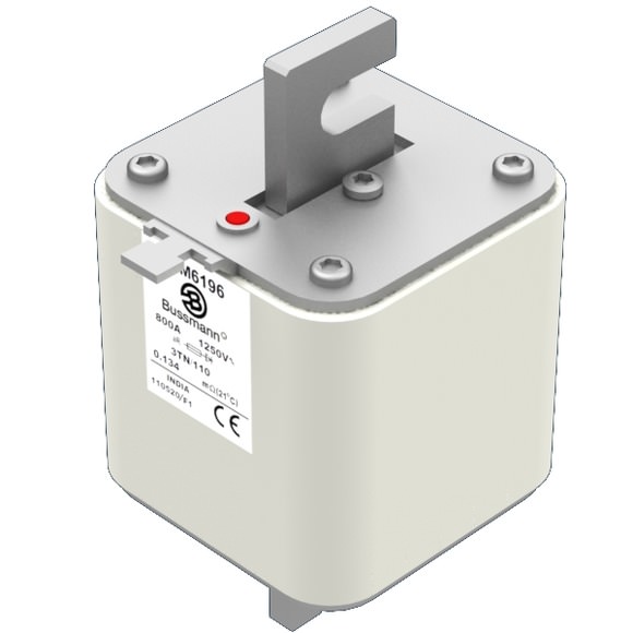 Bussmann. Предохранитель, высокая скорость, 800 A, AC 1250 V, size 3, 76 x 90 x 139 мм, aR, DIN, IEC, одинарный индикатор - 170M6196