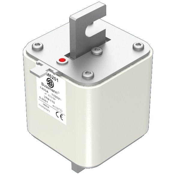 Bussmann. Предохранитель, высокая скорость, 1400 A, AC 1100 V, size 3, 76 x 90 x 139 мм, aR, DIN, IEC, одинарный индикатор - 170M6201
