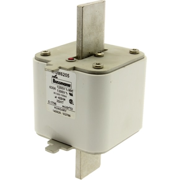Bussmann. Предохранитель, высокая скорость, 630 A, AC 1250 V, size 3, 76 x 76 x 150 мм, aR, IEC, одинарный индикатор - 170M6205