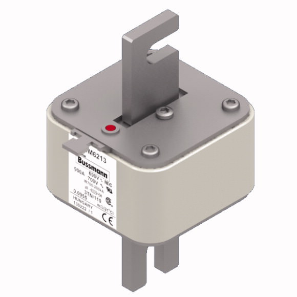 Bussmann. Предохранитель, высокая скорость, 900 A, AC 690 V, DIN 3, 76 x 90 x 139 mm, aR, DIN, IEC, single indicator - 170M6213