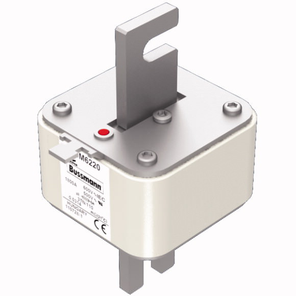 Bussmann. Предохранитель, высокая скорость, 1800 A, AC 600 V, DIN 3, 76 x 90 x 139 mm, aR, DIN, IEC, single indicator - 170M6220