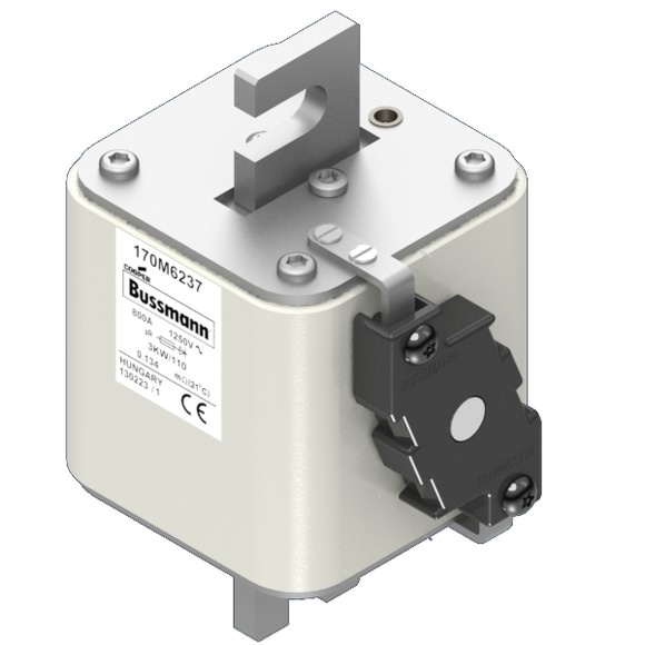 Bussmann. Предохранитель, высокая скорость, 800 A, AC 1250 V, size 3, 74 x 92 x 141 мм, aR, IEC, одинарный индикатор - 170M6237
