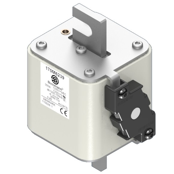 Bussmann. Предохранитель, высокая скорость, 350 A, AC 1250 V, size 3, 76 x 92 x 139 мм, aR, DIN, IEC, одинарный индикатор - 170M6239