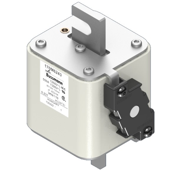 Bussmann. Предохранитель, высокая скорость, 550 A, AC 1250 V, size 3, 76 x 92 x 139 мм, aR, DIN, IEC, одинарный индикатор - 170M6243
