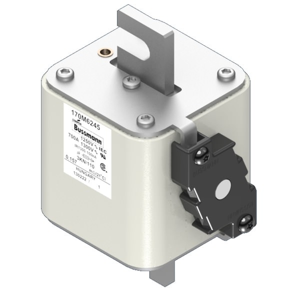 Bussmann. Предохранитель, высокая скорость, 700 A, AC 1250 V, size 3, 76 x 92 x 139 мм, aR, DIN, IEC, одинарный индикатор - 170M6245
