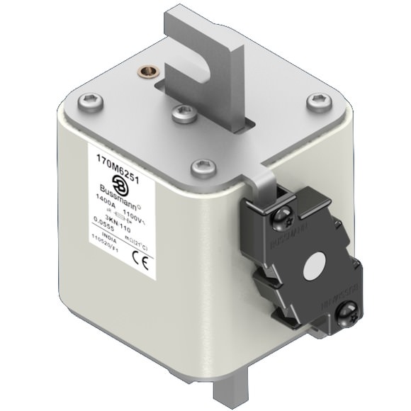 Bussmann. Предохранитель, высокая скорость, 1400 A, AC 1100 V, size 3, 76 x 92 x 139 мм, aR, DIN, IEC, одинарный индикатор - 170M6251