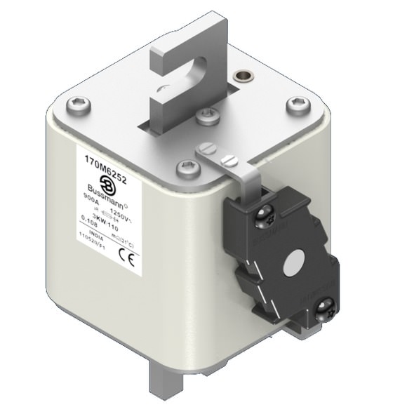 Bussmann. Предохранитель, высокая скорость, 900 A, AC 1250 V, size 3, 74 x 92 x 141 мм, aR, IEC, одинарный индикатор - 170M6252