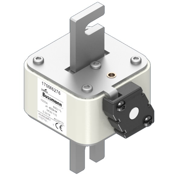 Bussmann. Предохранитель, высокая скорость, 1000 A, AC 1100 V, size 3, 76 x 76 x 150 мм, aR, IEC, одинарный индикатор - 170M6277