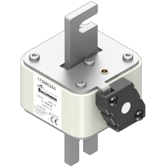 Bussmann. Предохранитель, высокая скорость, 1250 A, AC 690 V, size 3, 74 x 92 x 141 мм, aR, IEC, одинарный индикатор - 170M6284