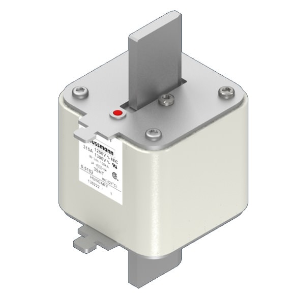Bussmann. Предохранитель, высокая скорость, 315 A, AC 1250 V, size 3, 76 x 76 x 155 мм, aR, IEC, одинарный индикатор - 170M6301