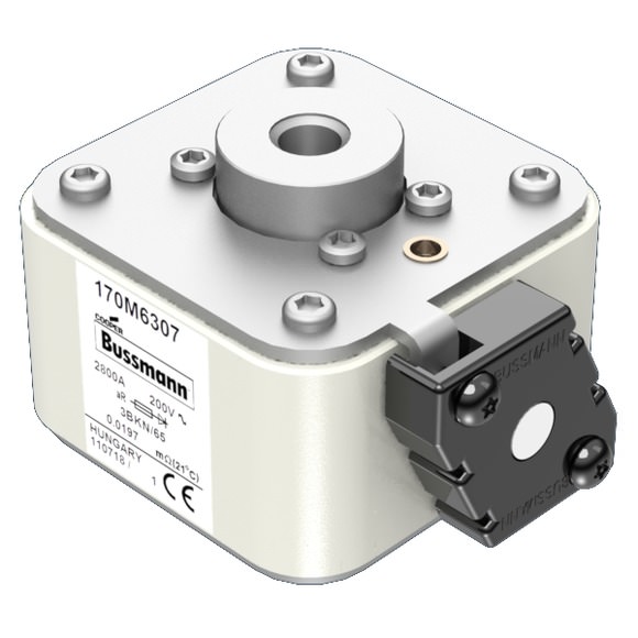 Bussmann. Предохранитель, высокая скорость, 2800 A, AC 200 V, size 3, 76 x 92 x 65 мм, aR, IEC, одинарный индикатор - 170M6307