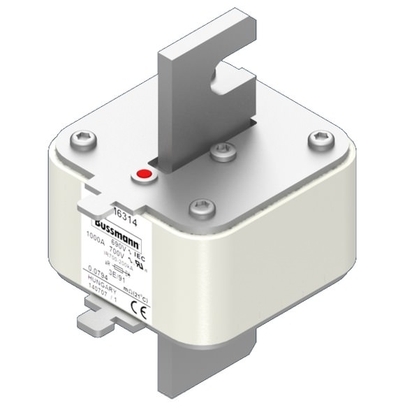 Bussmann. Предохранитель, высокая скорость, 1000 A, AC 690 V, size 3, 76 x 92 x 126 мм, aR, IEC, одинарный индикатор - 170M6314
