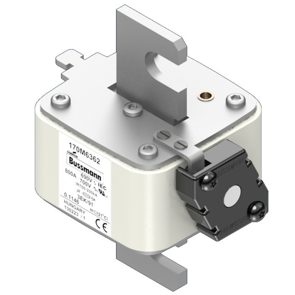 Bussmann. Предохранитель, высокая скорость, 800 A, AC 690 V, size 3, 76 x 92 x 126 мм, aR, IEC, одинарный индикатор - 170M6362