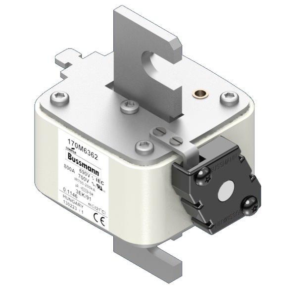 Bussmann. Предохранитель, высокая скорость, 900 A, AC 690 V, size 3, 76 x 92 x 126 мм, aR, IEC, одинарный индикатор - 170M6363
