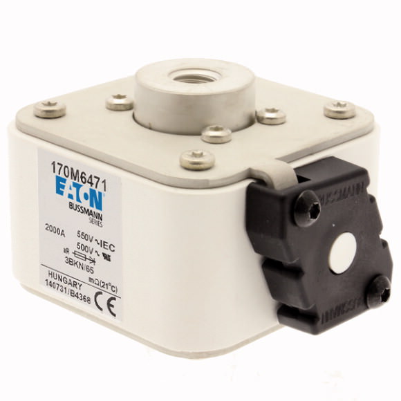 Bussmann. Предохранитель, высокая скорость, 2000 A, AC 550 V, size 3, 76 x 92 x 53 mm, aR, IEC, UL, single indicator - 170M6471