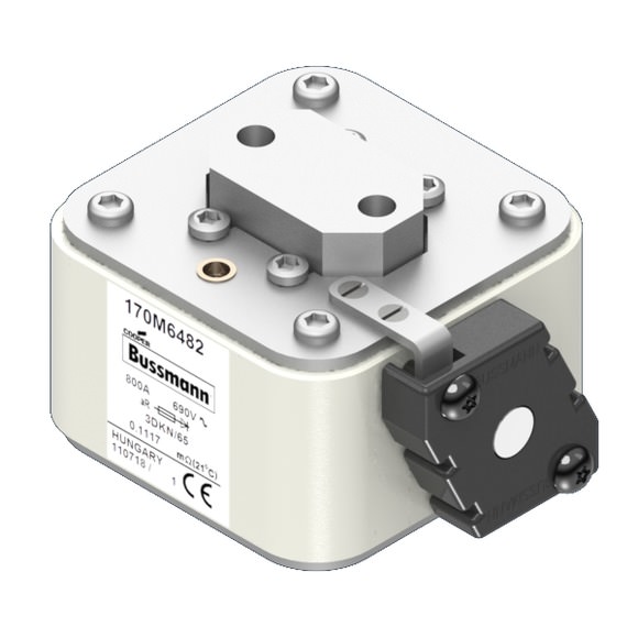 Bussmann. Предохранитель, высокая скорость, 800 A, AC 690 V, size 3, 76 x 92 x 63 мм, aR, IEC, одинарный индикатор - 170M6482