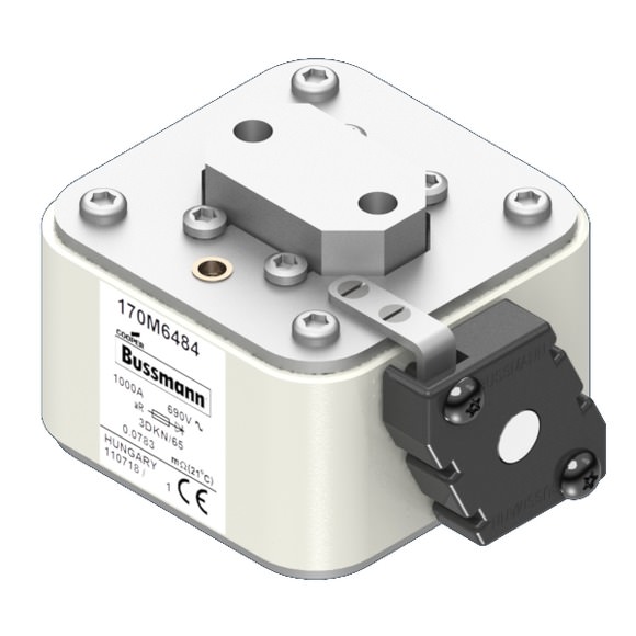 Bussmann. Предохранитель, высокая скорость, 1000 A, AC 690 V, size 3, 76 x 92 x 63 мм, aR, IEC, одинарный индикатор - 170M6484