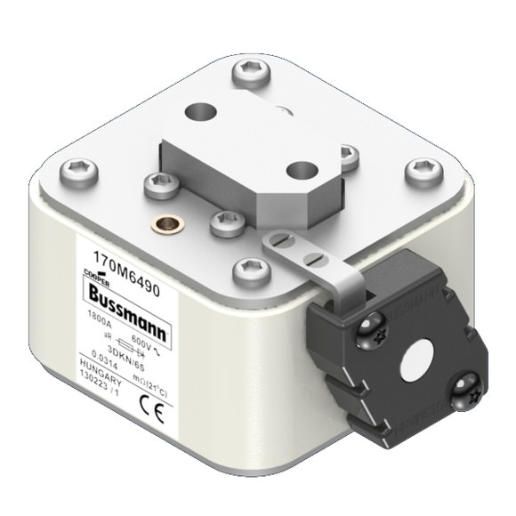 Bussmann. Предохранитель, высокая скорость, 1800 A, AC 600 V, size 3, 76 x 92 x 63 мм, aR, IEC, одинарный индикатор - 170M6490