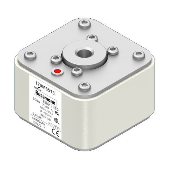 Bussmann. Предохранитель, высокая скорость, 900 A, AC 690 V, size 3, 76 x 92 x 53 мм, aR, IEC, UL, одинарный индикатор - 170M6513