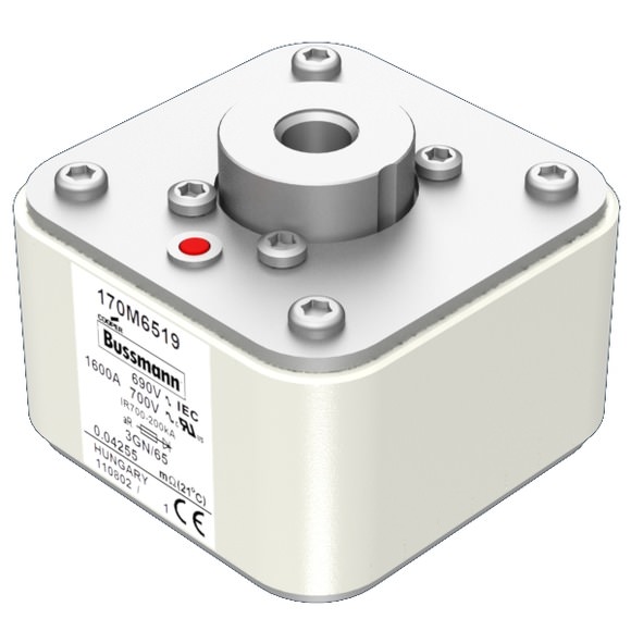 Bussmann. Предохранитель, высокая скорость, 1600 A, AC 690 V, size 3, 76 x 92 x 65 мм, aR, IEC, UL, одинарный индикатор - 170M6519