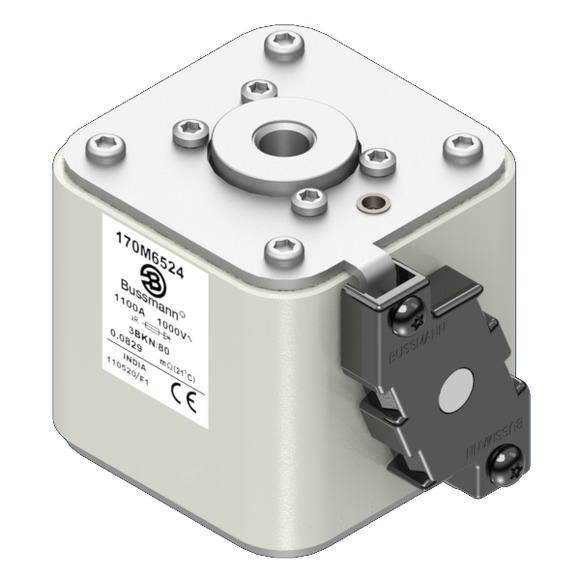 Bussmann. Предохранитель, высокая скорость, 1100 A, AC 1000 V, size 3, 76 x 92 x 83 мм, aR, IEC, одинарный индикатор - 170M6524