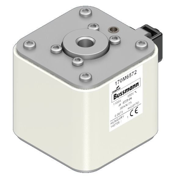 Bussmann. Предохранитель, высокая скорость, 2000 A, AC 550 V, size 3, 76 x 92 x 65 мм, aR, IEC, UL, одинарный индикатор - 170M6571