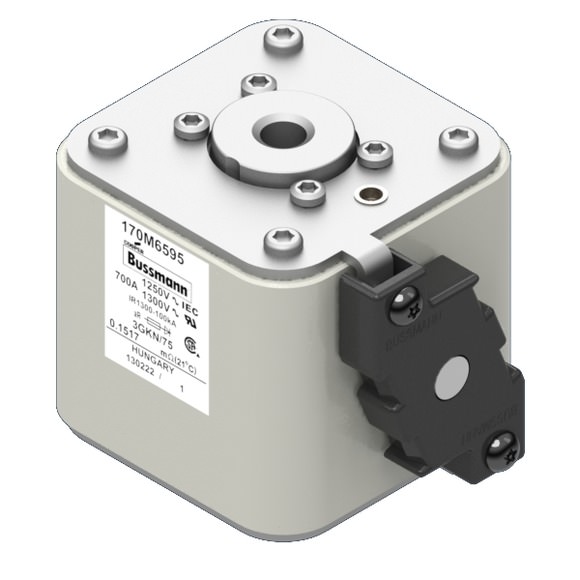 Bussmann. Предохранитель, высокая скорость, 700 A, AC 1250 V, size 3, 76 x 92 x 76 мм, aR, IEC, UL, одинарный индикатор - 170M6595